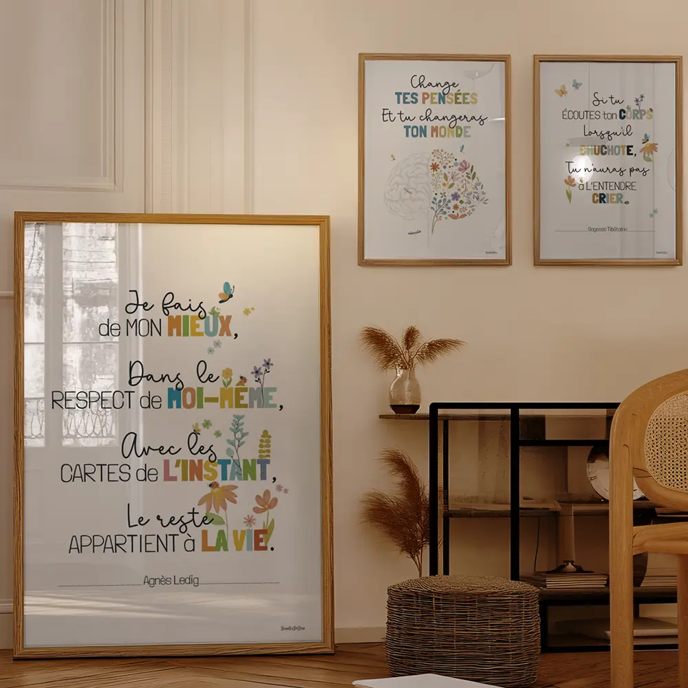 Grande illustration en taille A0 et deux autres en A3 encadrées et fixées au mur