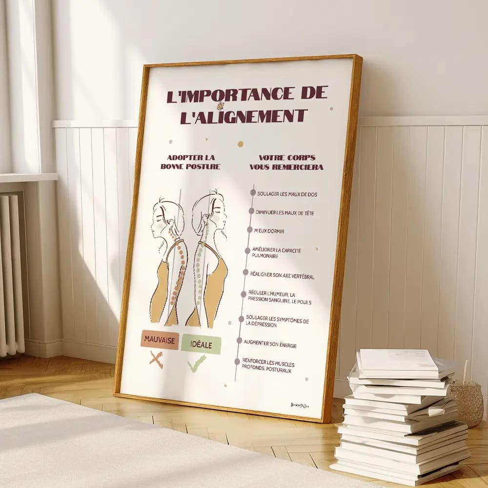 Infographie qui montre une fille dans deux postures différentes et explique la posture idéale