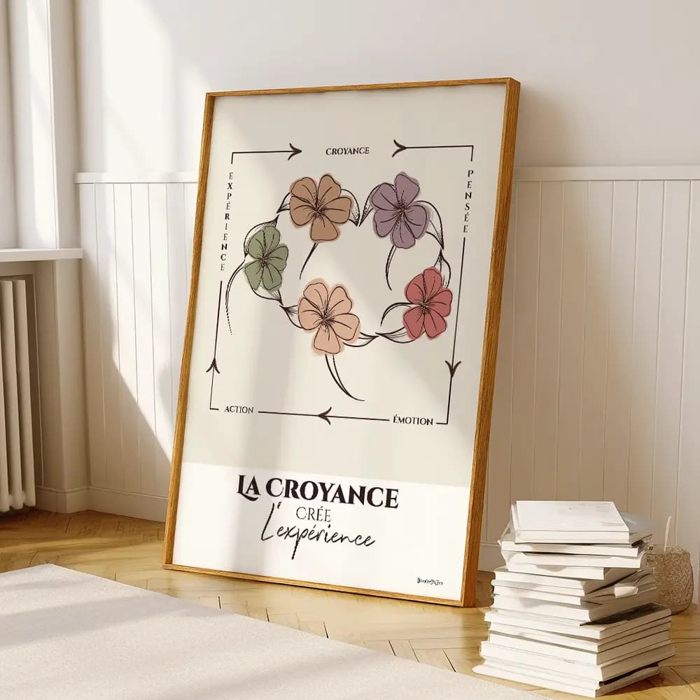 Illustration d'un cercle de cinq fleurs dans les tons pastels qui donne l'impression de se tenir par la main et de danser en rond