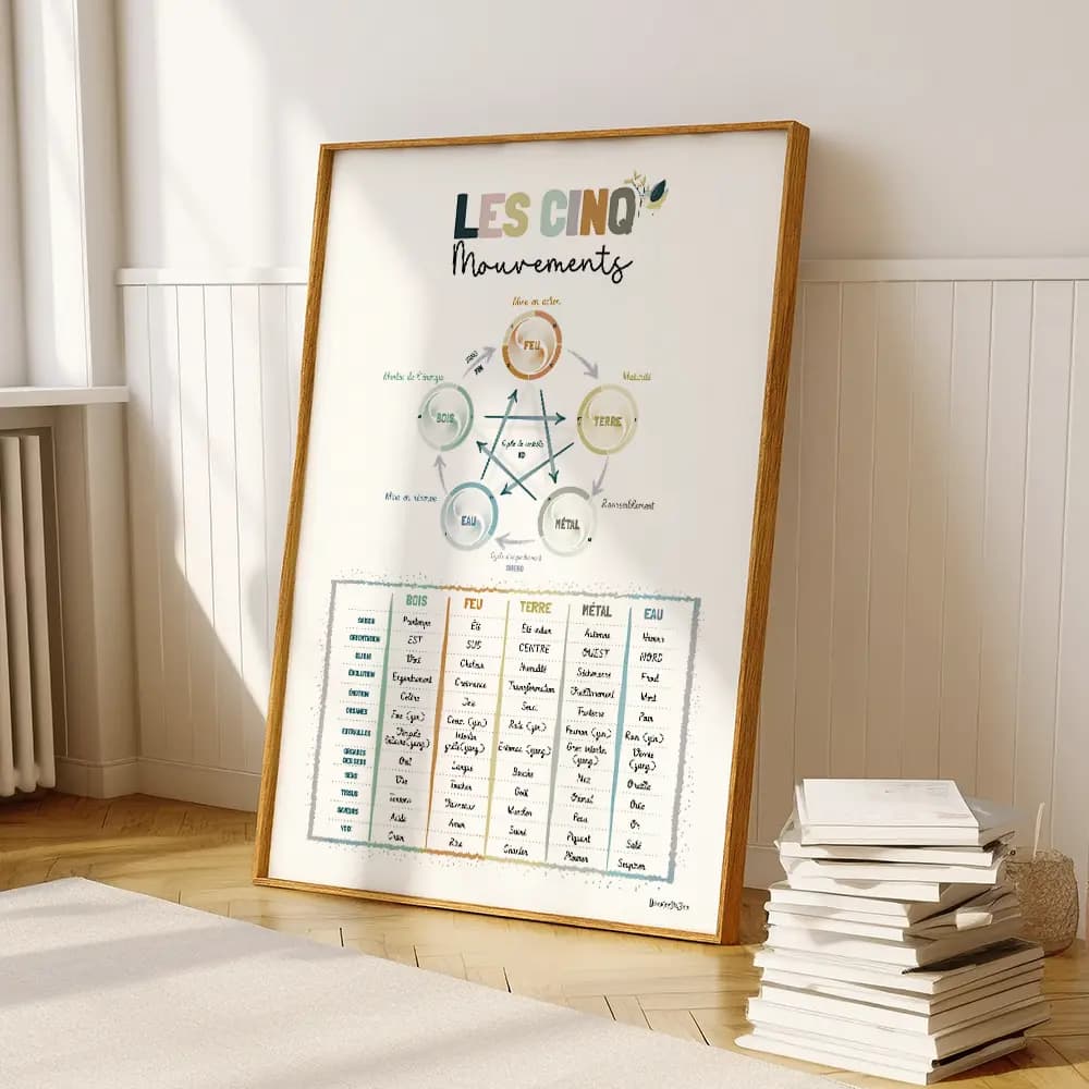 Dessin d'un pentagramme des éléments de médecine chinoise