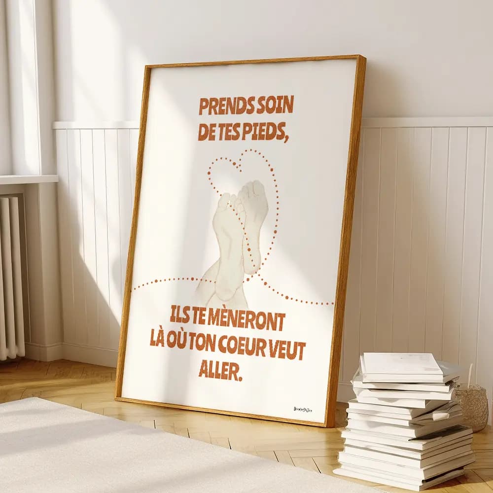 Dessin de deux pieds croisés entourés d'un cœur