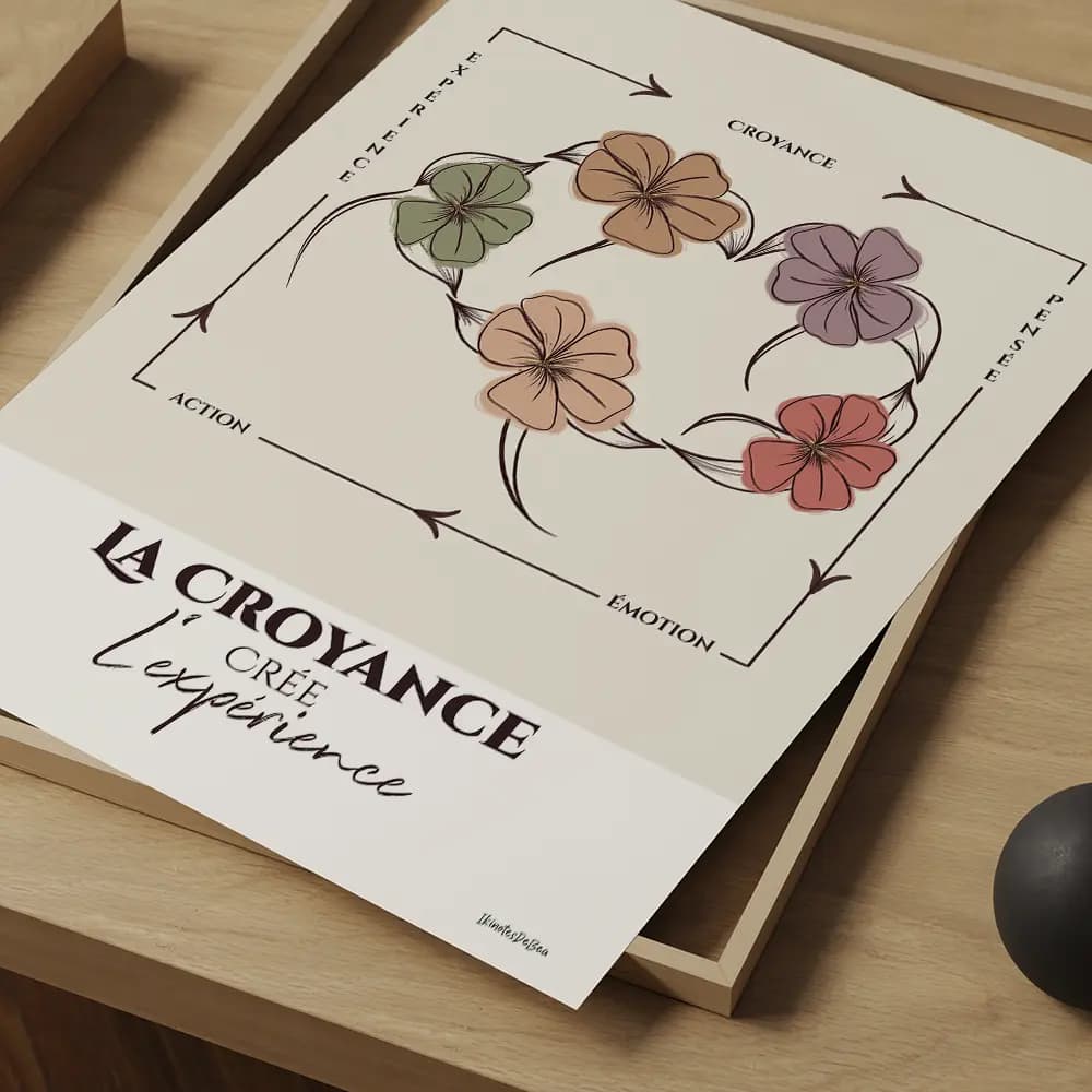 Illustration d'un cercle de cinq fleurs dans les tons pastels qui donne l'impression de se tenir par la main et de danser en rond