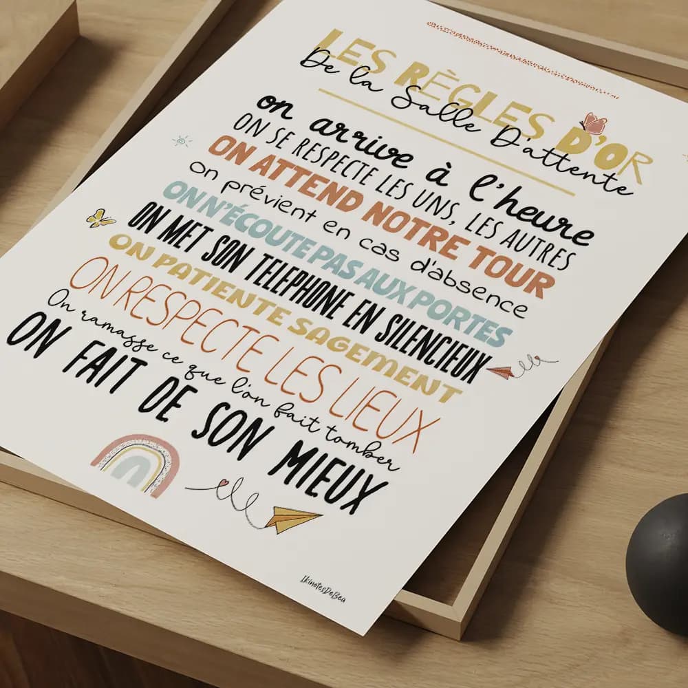 Affiche composée entièrement de texte dont chaque ligne utilise des fonts et couleurs différentes