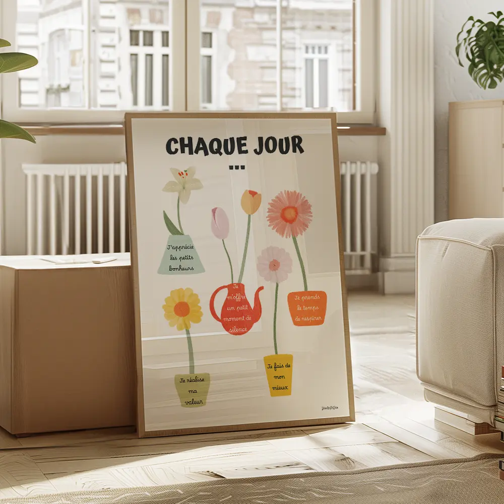 Poster d'affirmation positive français, Décor bureau thérapie, Santé mentale, Coin apaisant, Psychologie scolaire, TCC, Cadeau sophrologue