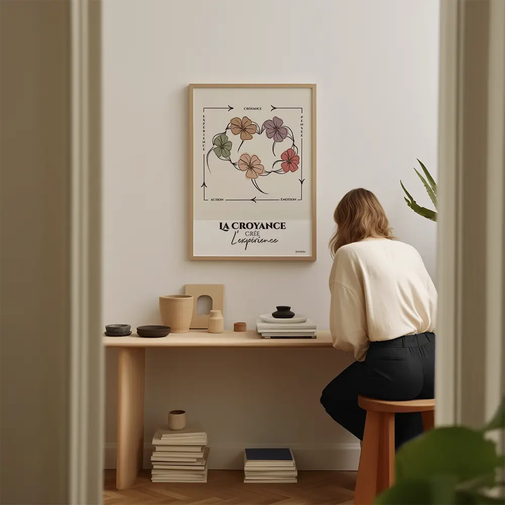 Illustration d'un cercle de cinq fleurs dans les tons pastels qui donne l'impression de se tenir par la main et de danser en rond