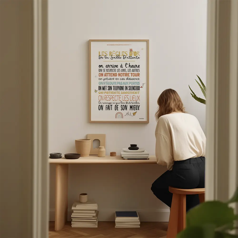 Affiche composée entièrement de texte dont chaque ligne utilise des fonts et couleurs différentes