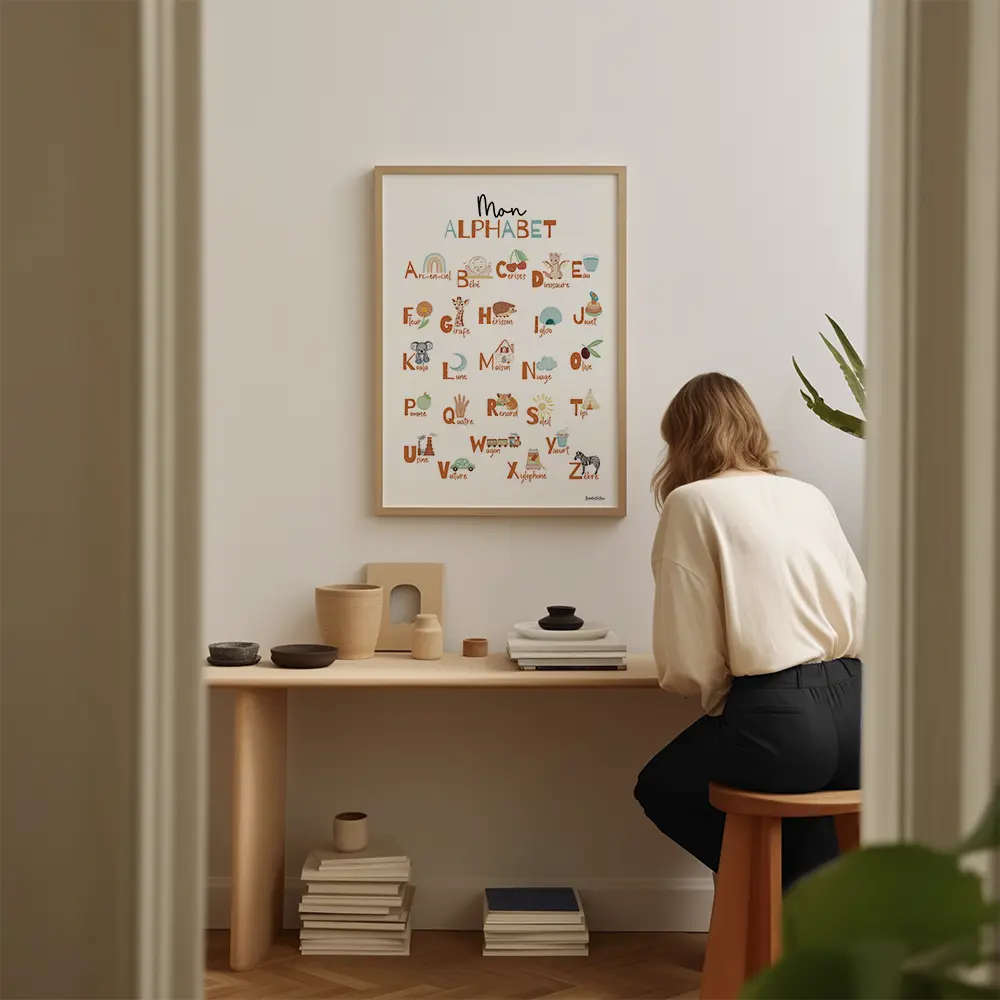 Abécédaire dont chaque lettre est accompagné d'un dessin commençant par la lettre