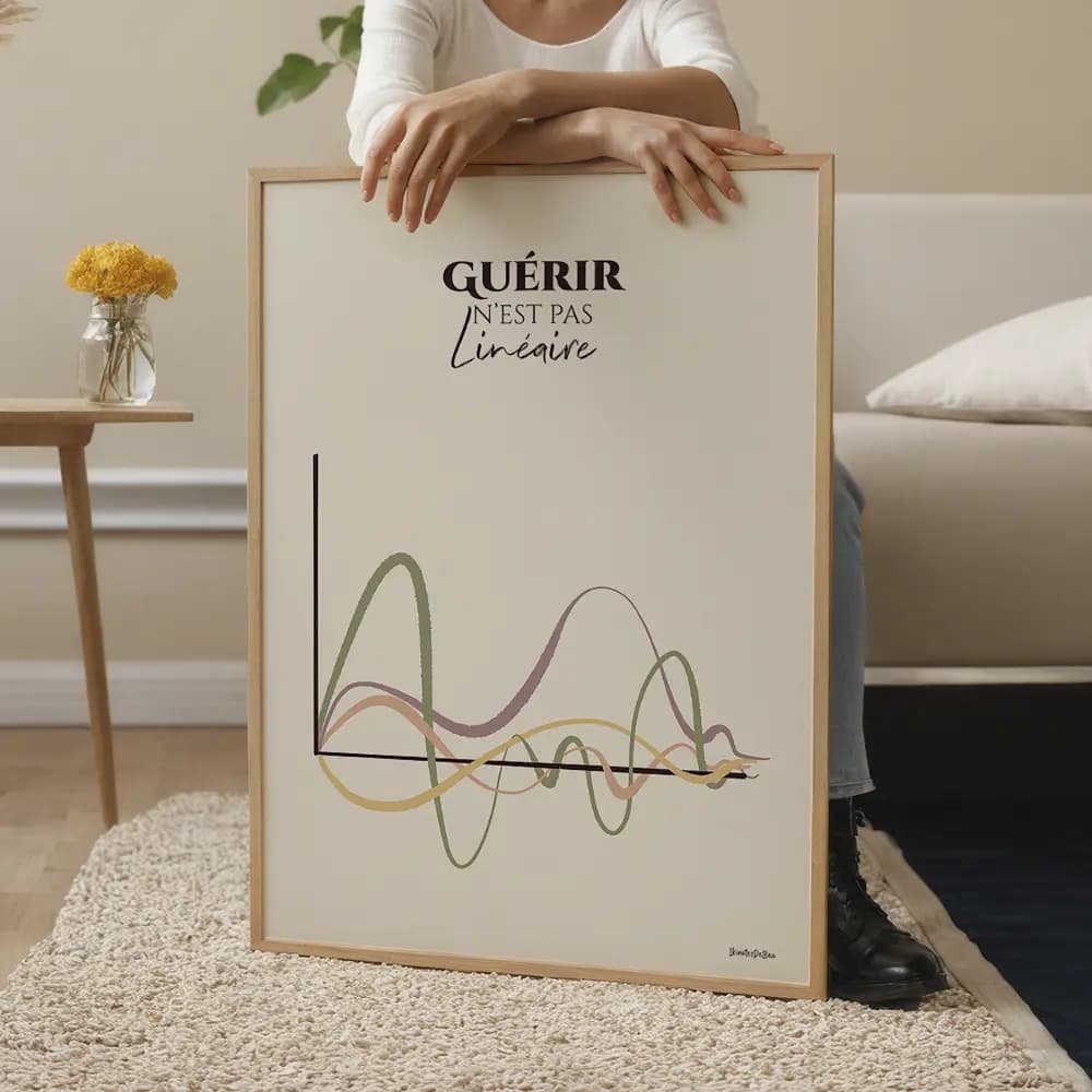 Dessin de plusieurs courbes colorées suivant des chemins différents illustrant le processus non linéaire de guérison