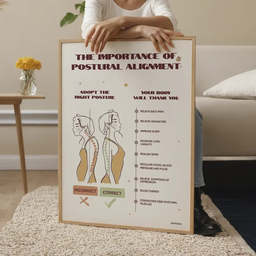 Infographie qui montre une fille dans deux postures différentes et explique la posture idéale en anglais