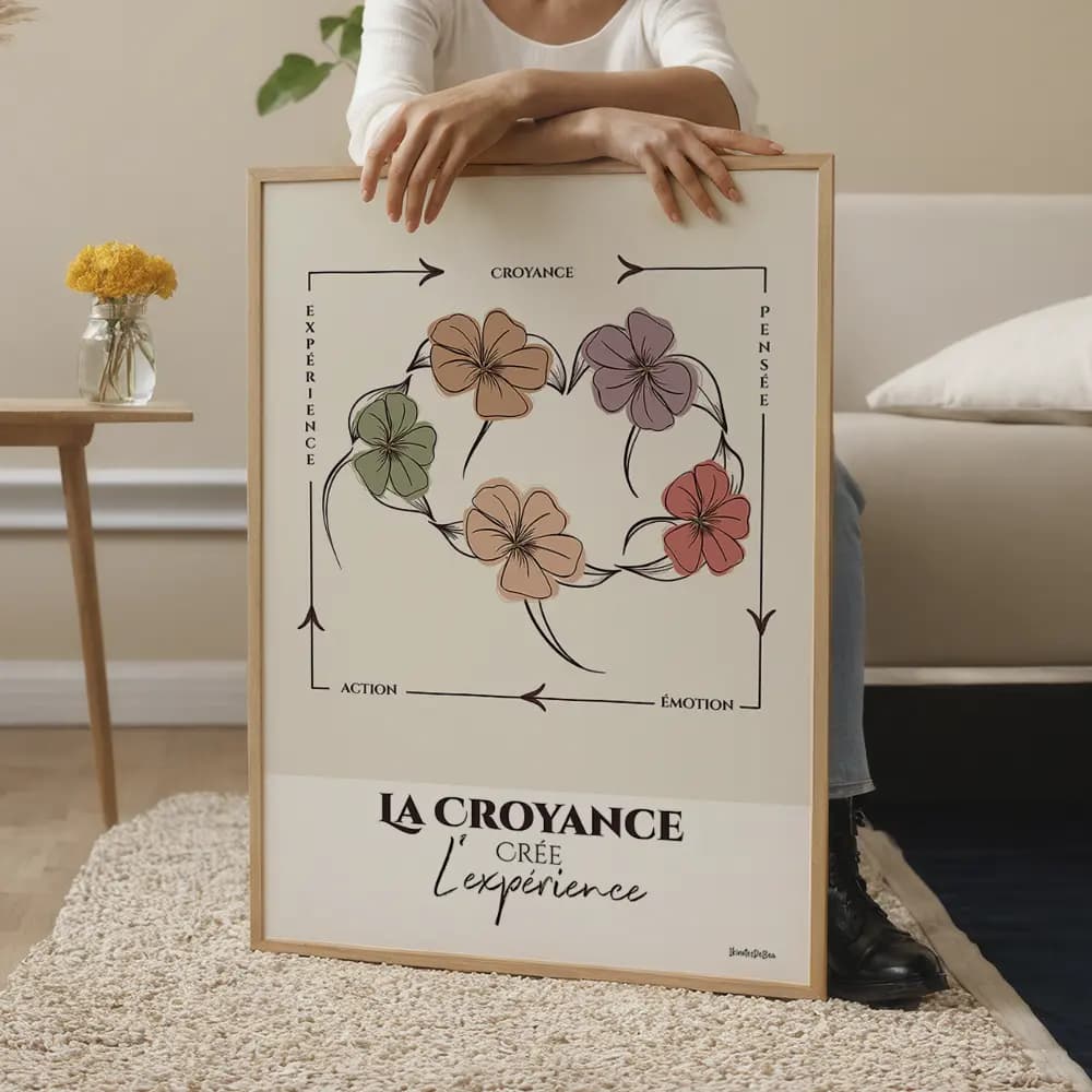 Illustration d'un cercle de cinq fleurs dans les tons pastels qui donne l'impression de se tenir par la main et de danser en rond