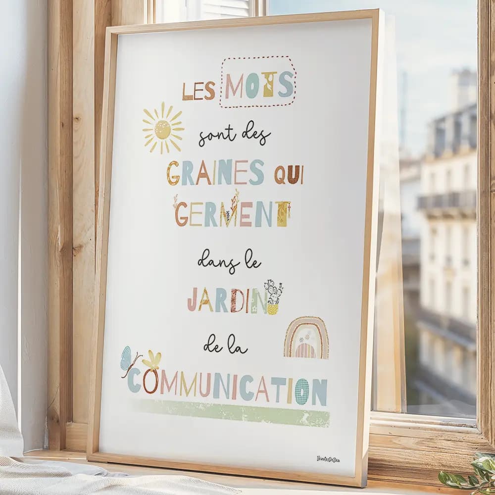 Infographie colorée d'une citation sur les mots dont plusieurs lettres sont agrémentées de petits dessins mignons