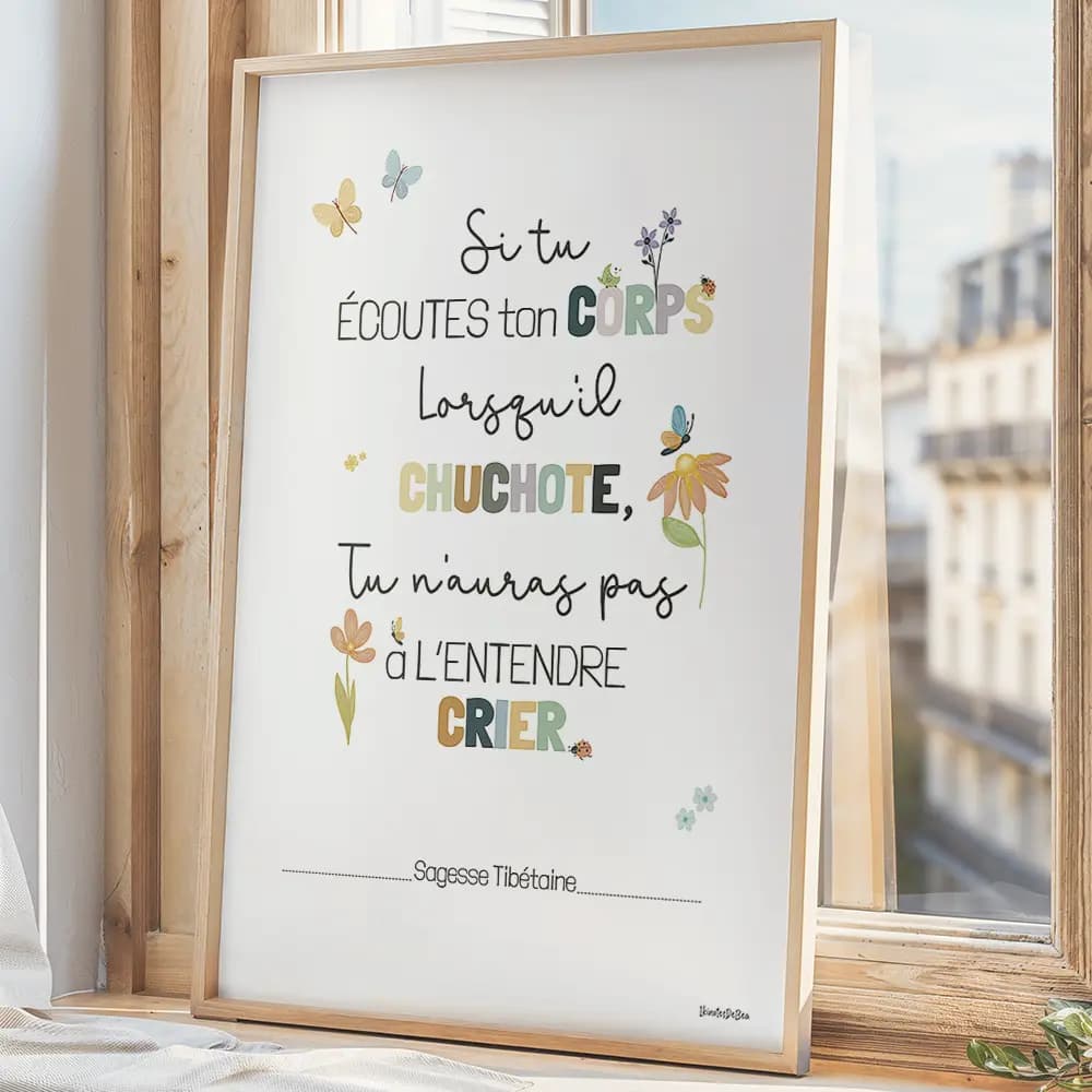 Citation colorée parsemée de fleurs et papillons mignons