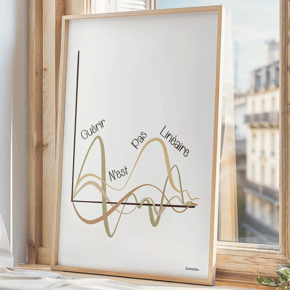 Dessin de plusieurs courbes colorées suivant des chemins différents illustrant le processus non linéaire de guérison