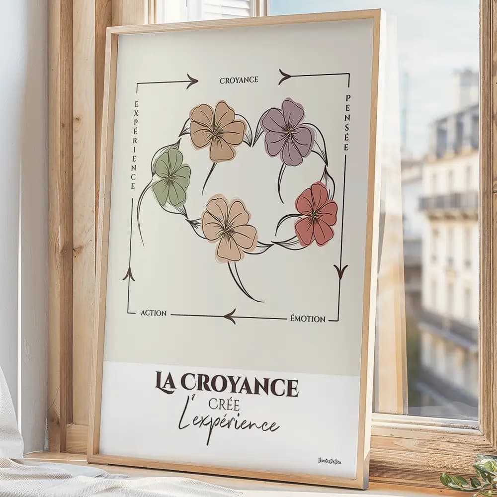 Illustration d'un cercle de cinq fleurs dans les tons pastels qui donne l'impression de se tenir par la main et de danser en rond