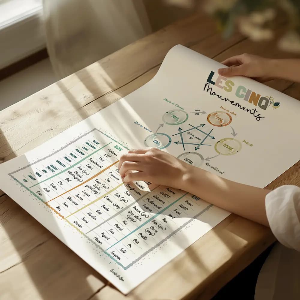 Dessin d'un pentagramme des éléments de médecine chinoise