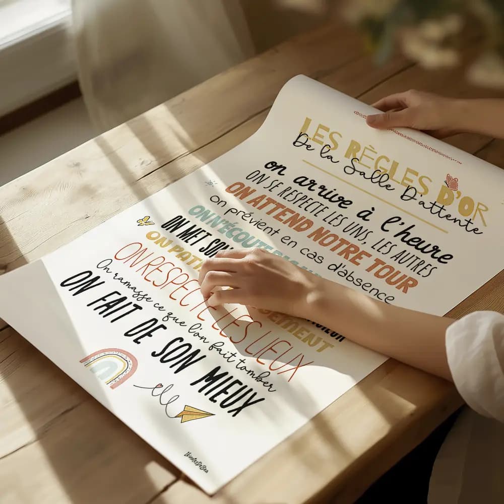 Affiche composée entièrement de texte dont chaque ligne utilise des fonts et couleurs différentes