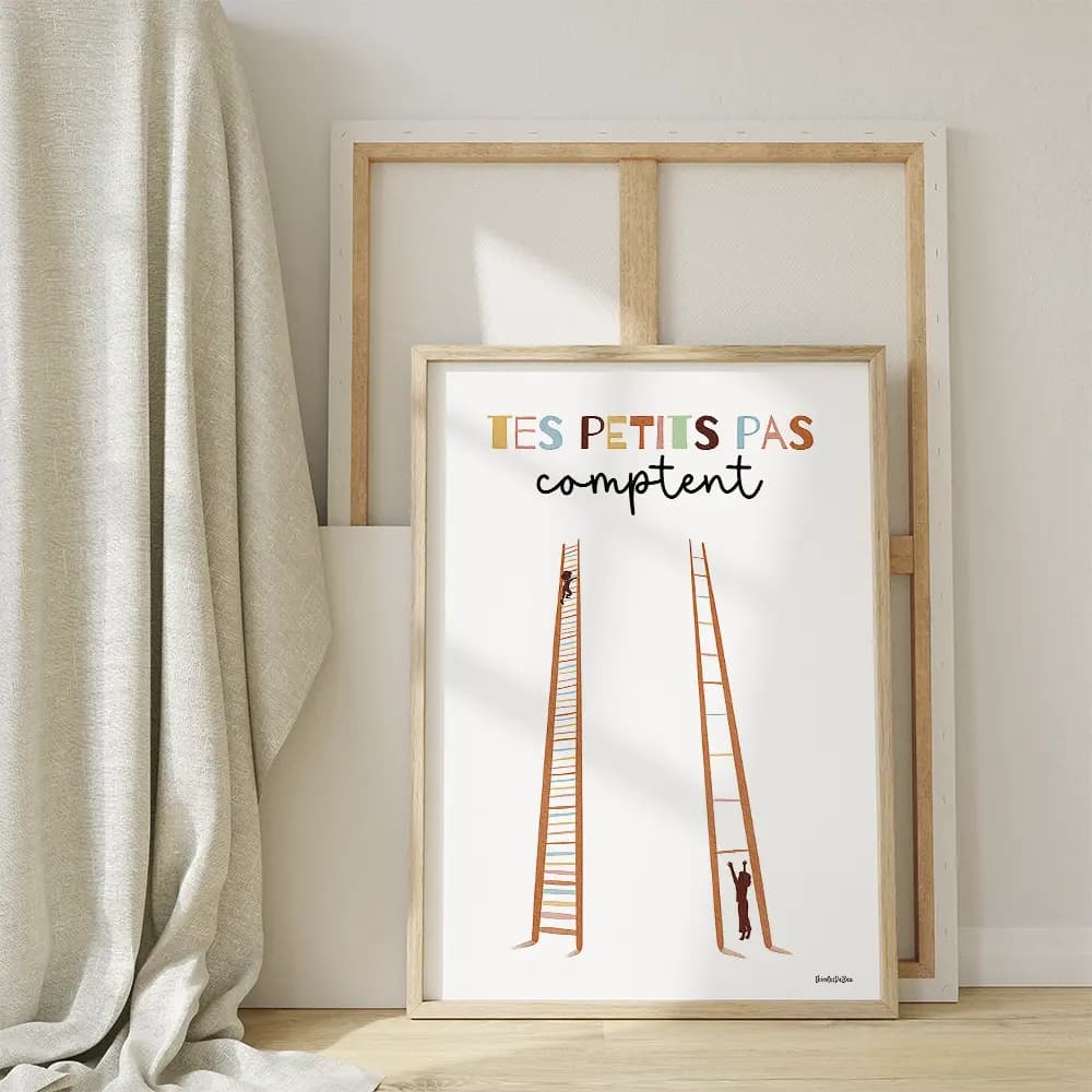 Dessin de deux échelles l'une avec des barreaux beaucoup moins espacés que l'autre et deux silhouettes d'enfant grimpant à un niveau différent