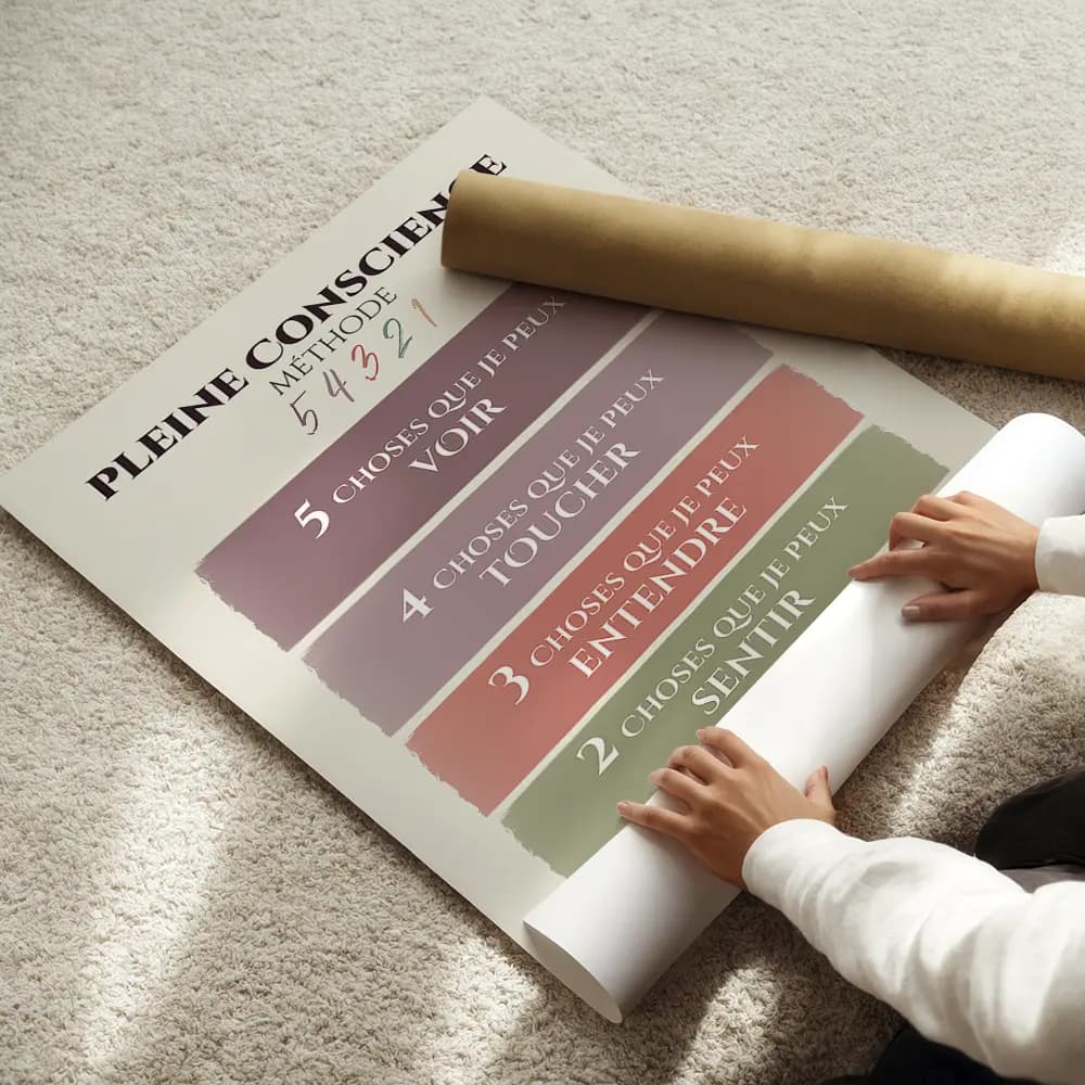 Illustration en dégradé de couleurs pastel qui détaille en cinq points la méthode d'ancrage "5,4,3,2,1"