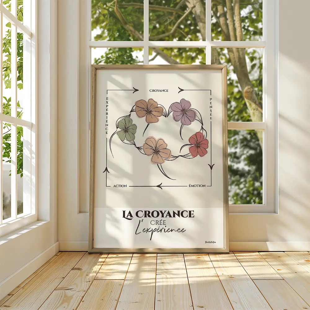 Illustration d'un cercle de cinq fleurs dans les tons pastels qui donne l'impression de se tenir par la main et de danser en rond