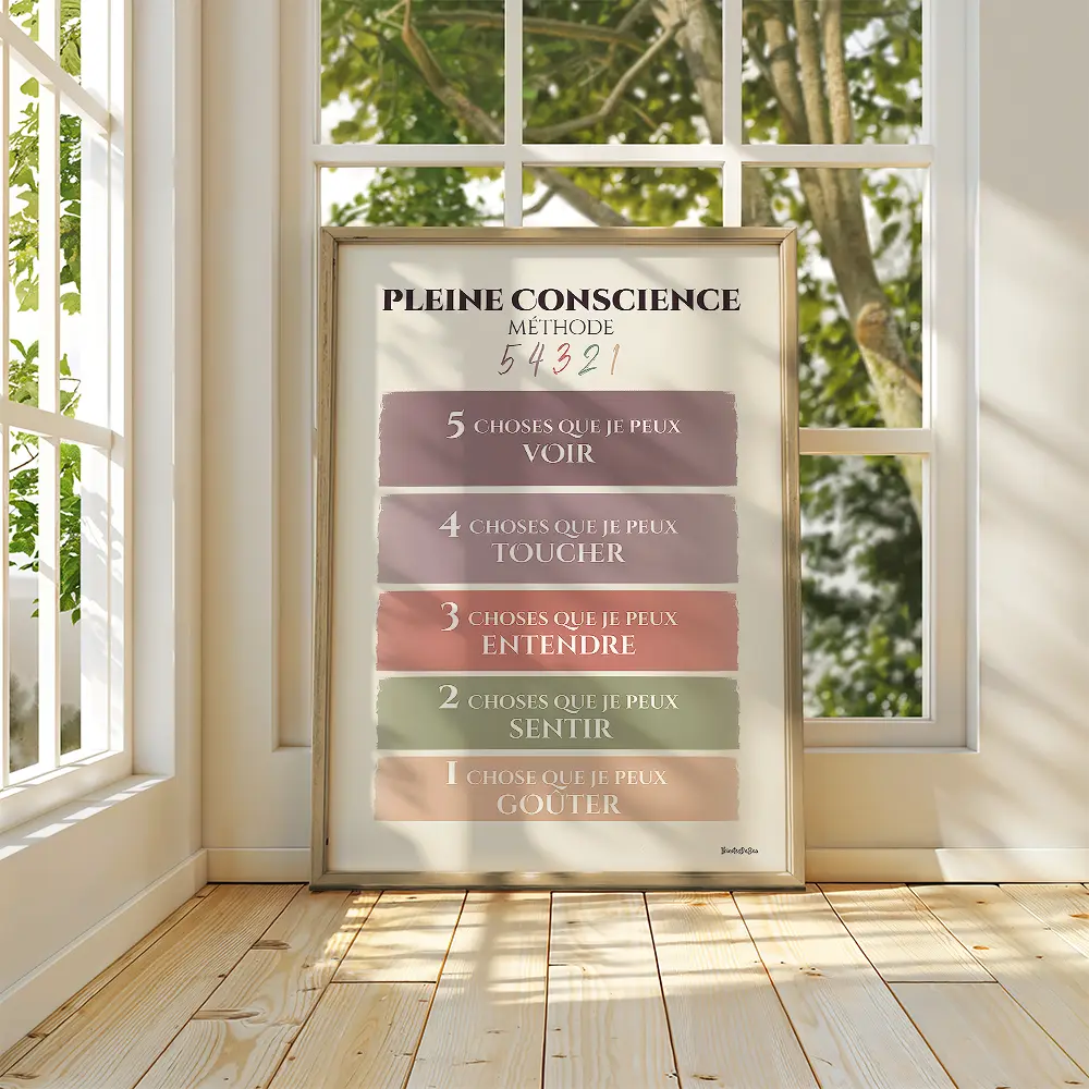 Illustration en dégradé de couleurs pastel qui détaille en cinq points la méthode d'ancrage "5,4,3,2,1"