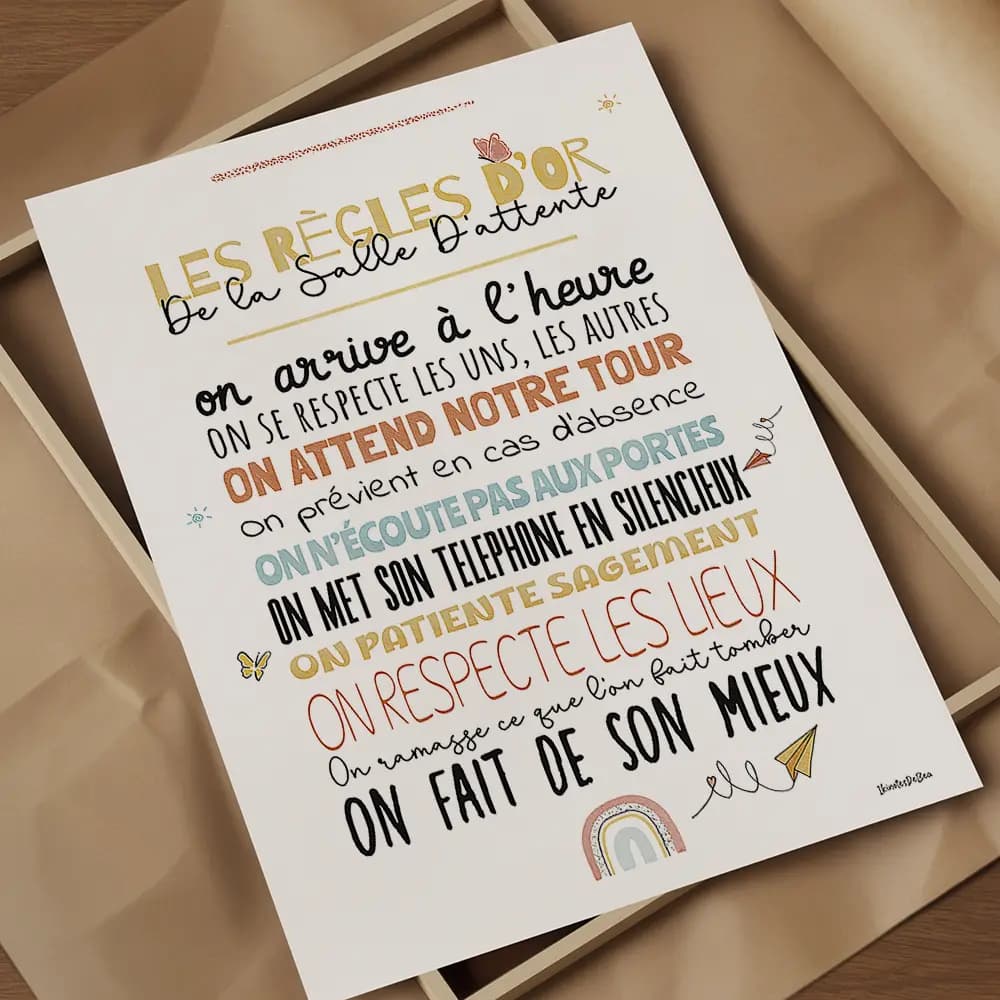 Affiche composée entièrement de texte dont chaque ligne utilise des fonts et couleurs différentes