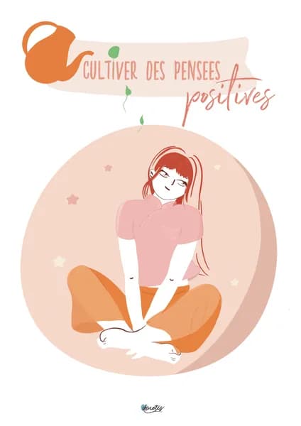 Dessin couleur pastel d'une femme assise en tailleur