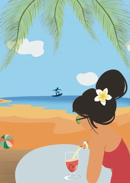 Femme cocktail plage