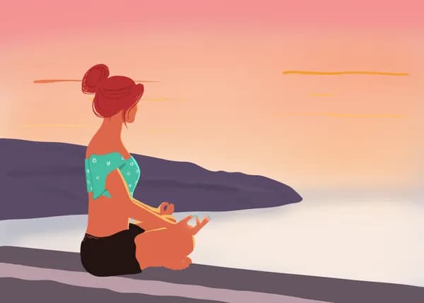 Femme meditation plage