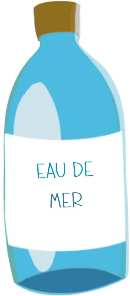 Eau de mer Dessin d'une bouteille remplie d'eau de mer