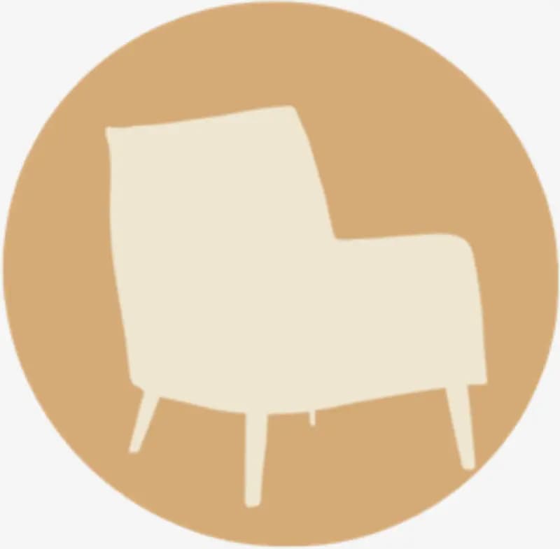 Fauteuil cercle beige Dessin d'une silhouette d'un fauteuil beige sur fond marron