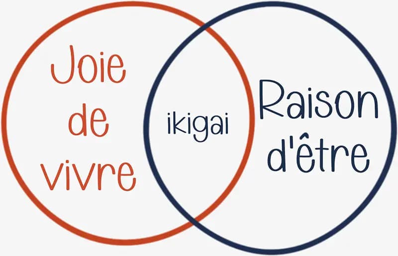 Cercle Ikigai Deux cercles d'Ikigai joignant la joie de vivre avec la raison d'être