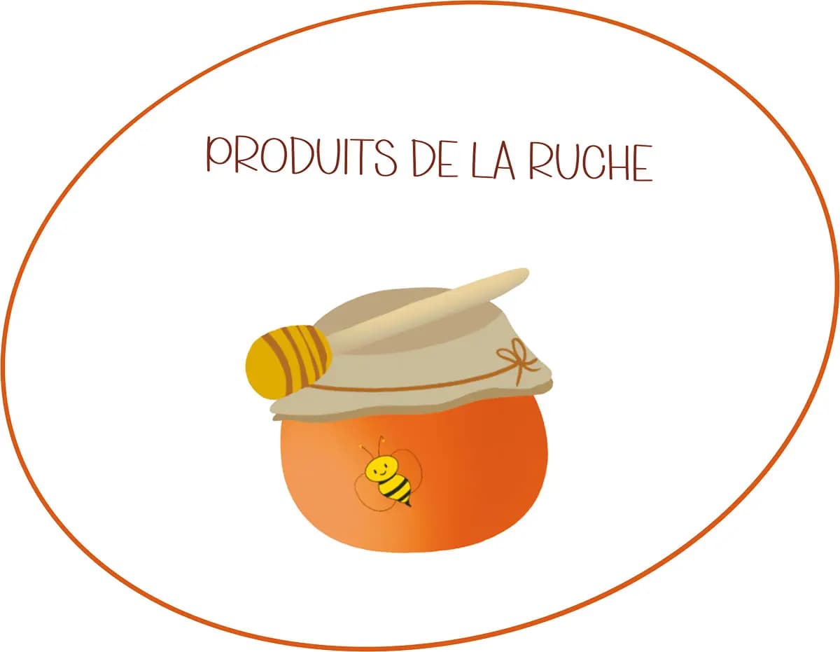 Produits de la ruche Image illustrée d'un pot de miel avec une abeille pour représenter les produits de la ruche