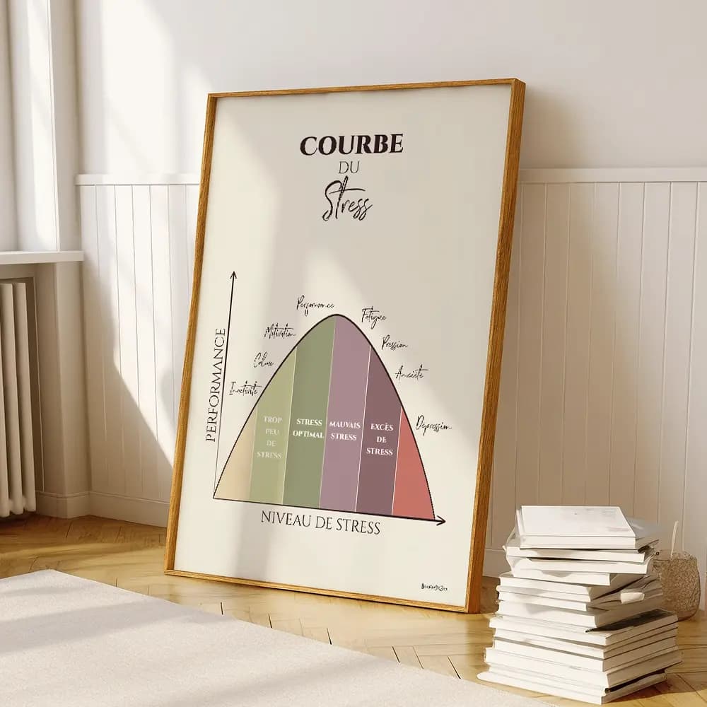 Dessin d'une courbe montrant la performance en fonction du stress