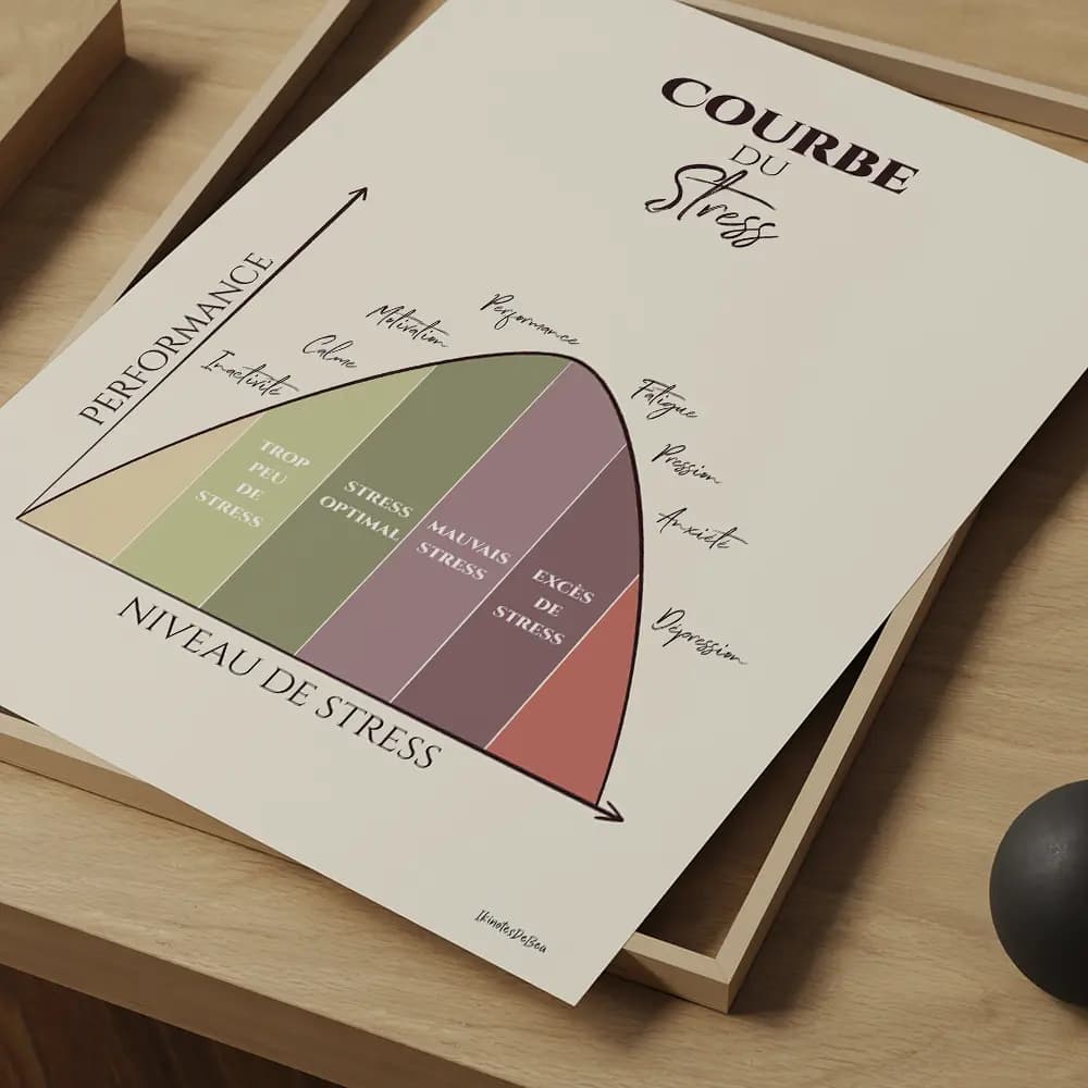 La courbe de stress Dessin d'une courbe montrant la performance en fonction du stress