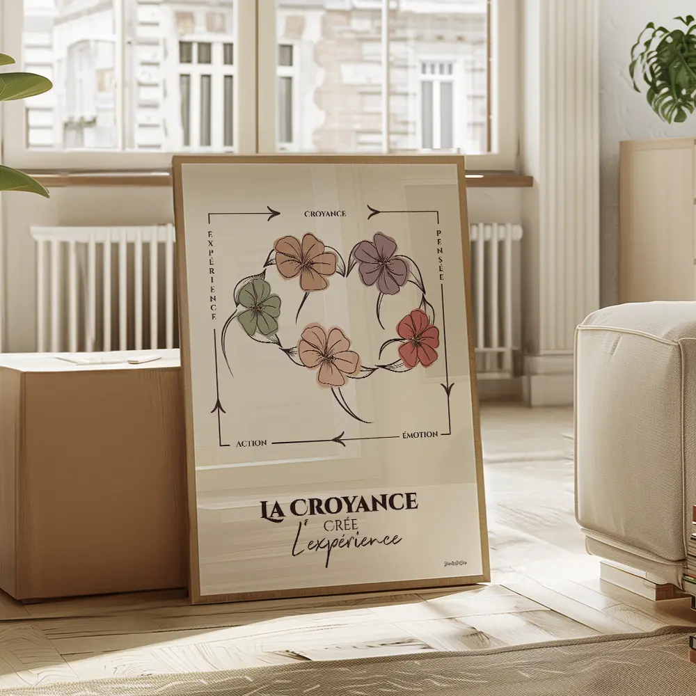 Illustration d'un cercle de cinq fleurs dans les tons pastels qui donne l'impression de se tenir par la main et de danser en rond