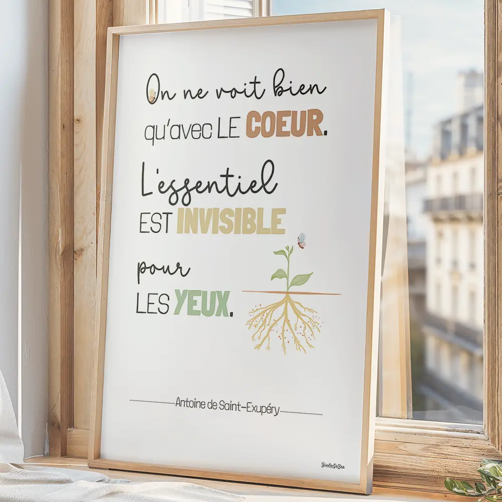 Illustration colorée d’une citation, avec une jeune plante élancée et de profondes racines invisibles sous terre.