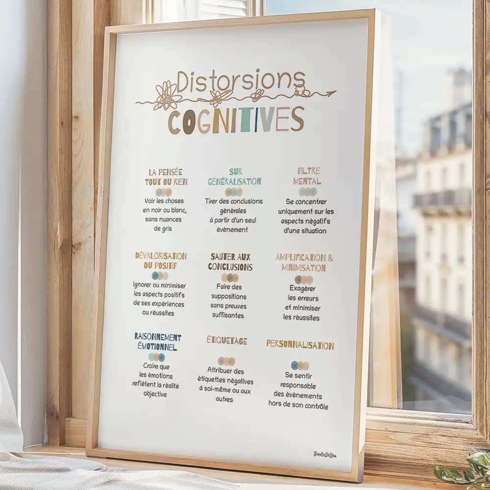Liste de 9 textes détaillant des distorsions cognitives