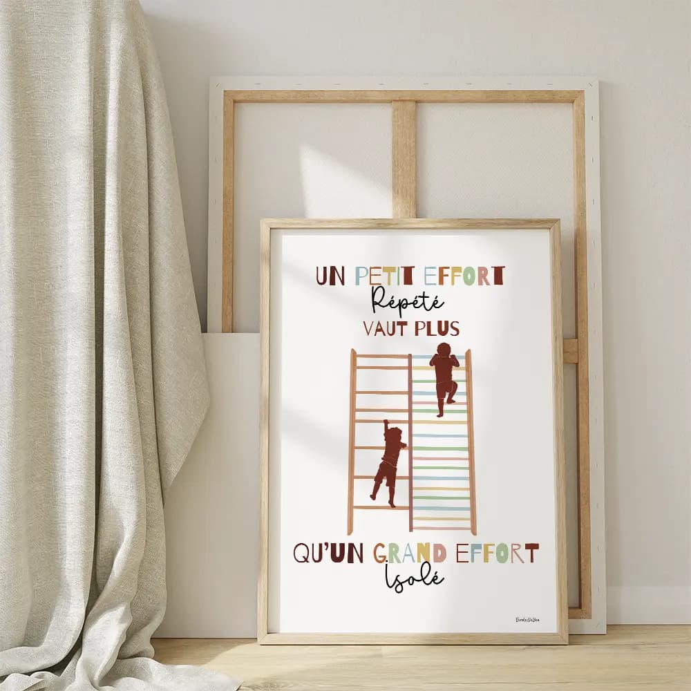 Dessin de deux silhouettes d'enfant montant sur un espalier