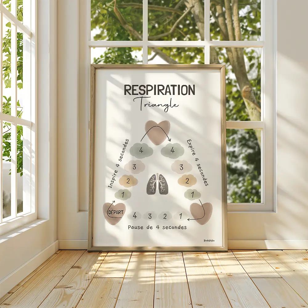 Respiration triangle Dessin de poumons au centre entouré d'un triangle servant à guider la respiration