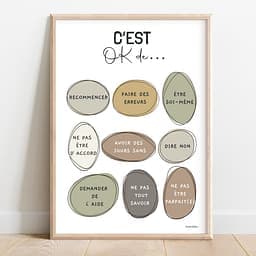 C'est OK de … Infographie composée d'ovales irréguliers de couleurs avec une liste de messages de ce qu'il est OK de faire
