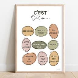 C'est OK de ... Infographie composée d'ovales irréguliers de couleur sunshine avec une liste de messages de ce qu'il est OK de faire