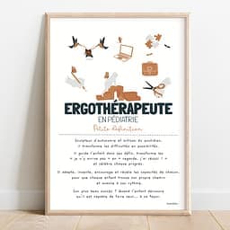 Définition ergothérapeute en pédiatrie Affiche illustrée d'une définition poétique du métier d'ergothérapeute adaptée aux enfants