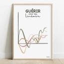 Guérir n'est pas linéaire Dessin de plusieurs courbes irrégulières aux couleurs sunshine dans un graph avec en légende le message "Guérir n'est pas linéaire"