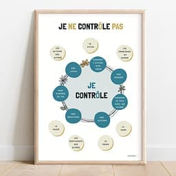Je ne contrôle pas Dessin au centre des cercles bleus de choses que l'on peut contrôler et à l'extérieur des cercles beiges de choses que l'on ne peut contrôler