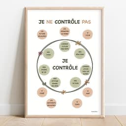 Je ne contrôle pas Dessin de sphères au centre contenant des chose que l'on peut contrôler et d'autre à l'extérieur non contrôlables