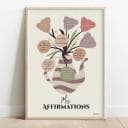 Affirmations positives Dessin d'un vase en forme de cruche provençale contenant un bouquet de fleurs dont chaque fleurs est une bulle contenant une affirmation positive