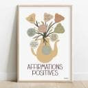 Affirmations positives Dessin d'un ressemblant à une théière remplis de fleurs comportant chacune une affirmation positive