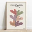 Plus d'amour pour moi Dessin abstrait d'une plante dont les feuilles, en forme de coeurs colorées, sont des affirmations positives.