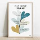 Plus d'amour pour moi Dessin abstrait d'une plante dont les feuilles, en forme de coeurs colorées, sont des affirmations positives.
