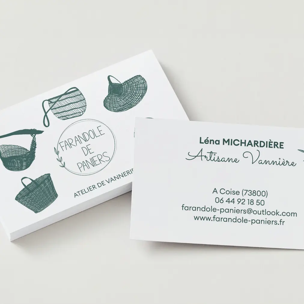 Carte visite farandole de panier Image d'une carte de visite pour vannier farandole de panier